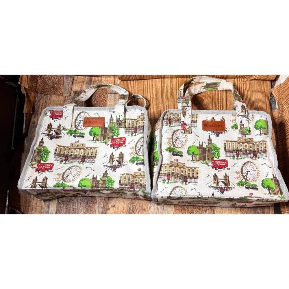 Balcray London Theme‎ Lunch Totes Set of 2 Travel Thermal Insulated
